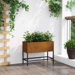 Vaso da Giardino Rialzato Ruggine 60 x 26 x 45 cm