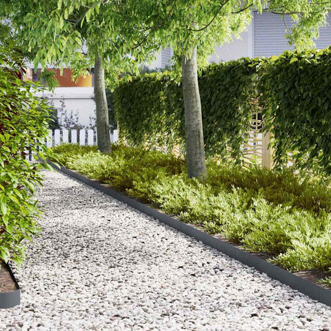 Bordure per prato 30 pcs Antracite 100 x 0.5 x 15 cm Acciaio