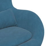Sedia Egg con Pouf with Footstool Blu Velluto