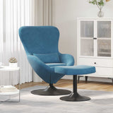 Sedia Egg con Pouf with Footstool Blu Velluto