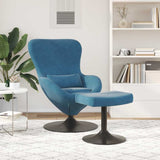 Sedia Egg con Pouf with Footstool Blu Velluto