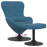 Sedia Egg con Pouf with Footstool Blu Velluto