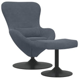 Sedia Egg con Pouf Grigio scuro Velluto