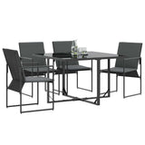 Sedia con cuscino 4 pcs Nero e antracite Textilene