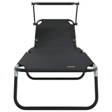 Lettino prendisole pieghevole Nero 56 x 190 x 81cm Tessuto