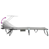 Lettino prendisole pieghevole Grigio 56 x 190 x 81cm Tessuto