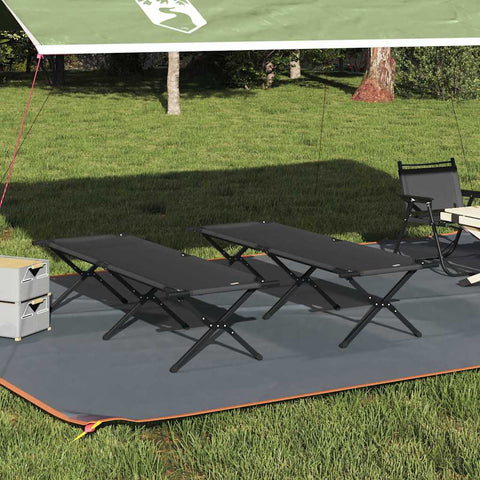 Letto da campeggio pieghevole 2 pcs Nero Tessuto Oxford