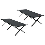Letto da campeggio pieghevole 2 pcs Nero Tessuto Oxford