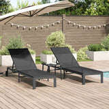 Lettino da Sole 2-persona 3 pcs Nero polyrattan