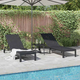 Lettino da Sole 2-persona 3 pcs Nero polyrattan