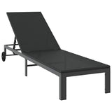 Lettino da Sole 2-persona 3 pcs Nero polyrattan