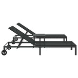 Lettino da Sole 2-persona 3 pcs Nero polyrattan