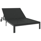 Lettino da Sole Nero 206 x 115 x 75 cm polyrattan
