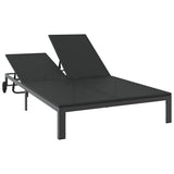 Lettino da Sole Nero 206 x 115 x 75 cm polyrattan