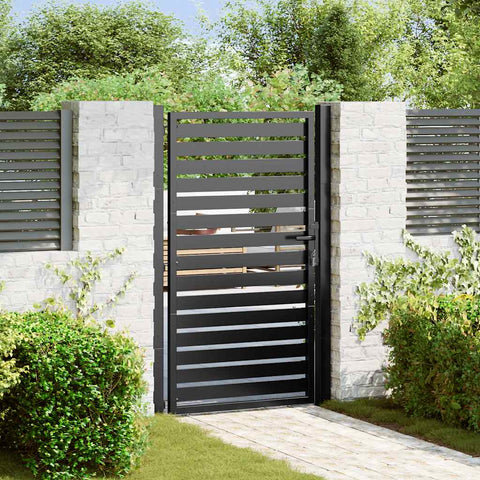 Cancello da Giardino con Serratura Nero 100x150 cm in Alluminio