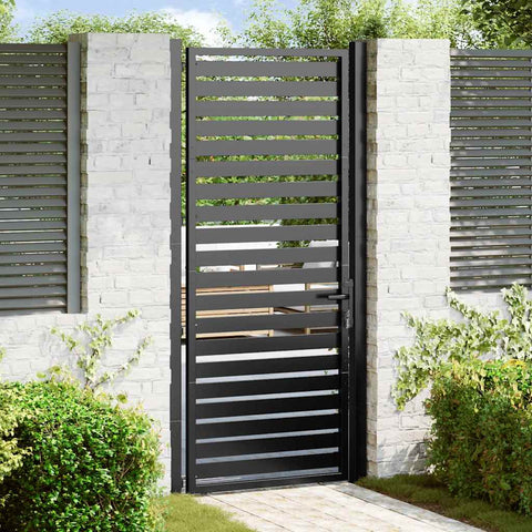 Cancello da Giardino con Serratura Nero 100x200 cm in Alluminio