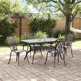 Set da Pranzo per Giardino 5 pcs Nero Alluminio