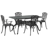 Set da Pranzo per Giardino 5 pcs Nero Alluminio