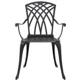 Set da Pranzo per Giardino 5 pcs Nero Alluminio