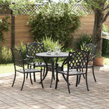 Set da Pranzo per Giardino 5 pcs Nero Alluminio