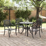 Set da Pranzo per Giardino 5 pcs Nero Alluminio