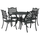 Set da Pranzo per Giardino 5 pcs Nero Alluminio