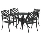 Set da Pranzo per Giardino 5 pcs Nero Alluminio