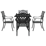 Set di Tavolo da Giardino 5 pcs Nero Alluminio pressofuso