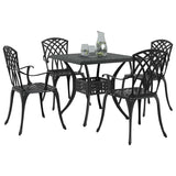 Set di Tavolo da Giardino 5 pcs Nero Alluminio pressofuso