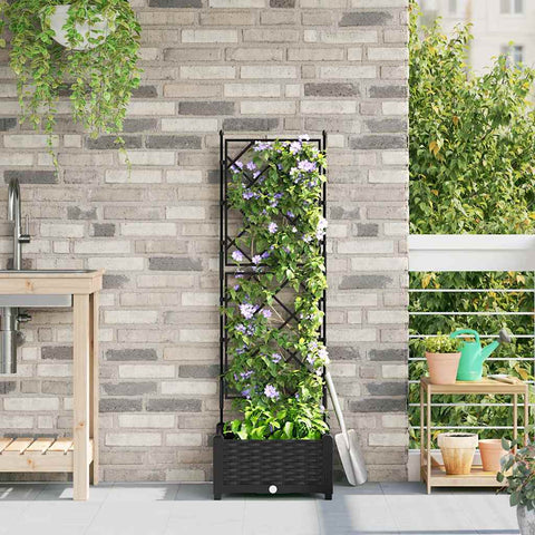 Vaso da Giardino con Trellis Nero 40 x 40 x 125.5 cm PP