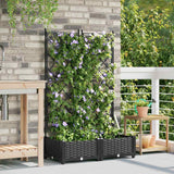 Vaso da Giardino con Trellis 2 pcs Nero 80 x 40 x 125.5 cm PP