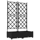 Vaso da Giardino con Trellis 2 pcs Nero 80 x 40 x 125.5 cm PP