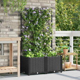 Vaso da Giardino con Trellis 2 pcs Nero 80 x 40 x 143 cm PP