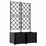 Vaso da Giardino con Trellis 2 pcs Nero 80 x 40 x 143 cm PP