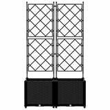 Vaso da Giardino con Trellis 2 pcs Nero 80 x 40 x 143 cm PP