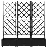 Vaso da Giardino con Trellis 3 pcs Nero 120 x 40 x 125.5 cm PP