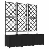 Vaso da Giardino con Trellis 3 pcs Nero 120 x 40 x 143 cm PP