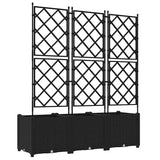 Vaso da Giardino con Trellis 3 pcs Nero 120 x 40 x 143 cm PP