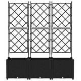 Vaso da Giardino con Trellis 3 pcs Nero 120 x 40 x 143 cm PP