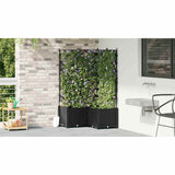 Vaso da Giardino con Trellis 3 pcs Nero 80 x 80 x 143 cm PP