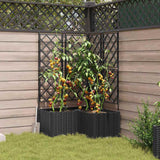 Vaso da Giardino con Trellis 3 pcs Nero 80 x 80 x 143 cm PP