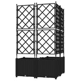 Vaso da Giardino con Trellis 3 pcs Nero 80 x 80 x 143 cm PP