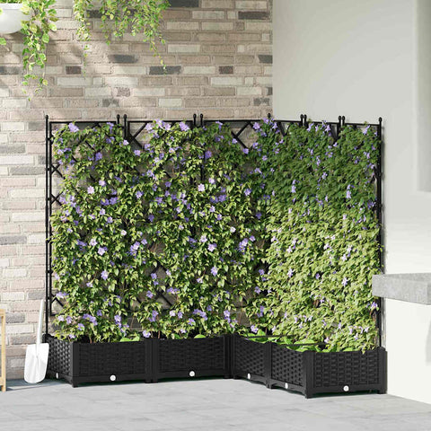 Vaso da Giardino con Trellis 5 pcs Nero 120 x 120 x 125.5 cm PP
