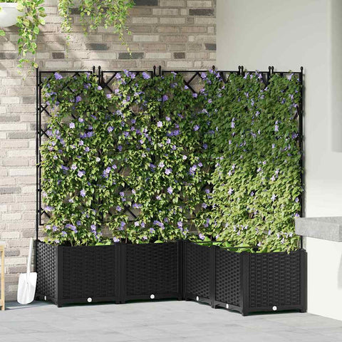 Vaso da Giardino con Trellis 5 pcs Nero 120 x 120 x 143 cm PP