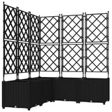 Vaso da Giardino con Trellis 5 pcs Nero 120 x 120 x 143 cm PP