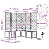 Vaso da Giardino con Trellis 3 pcs Grigio 120 x 40 x 125.5 cm