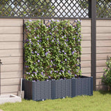 Vaso da giardino 3 pz Grigio 120 x 40 x 143 cm PP