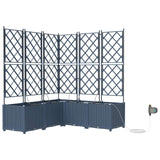 Vaso da Giardino con Trellis 3 pcs Grigio 120 x 40 x 143 cm PP