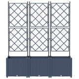 Vaso da giardino 3 pz Grigio 120 x 40 x 143 cm PP