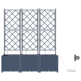 Vaso da giardino 3 pz Grigio 120 x 40 x 142 cm PP